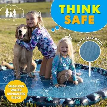 SplashEZ Non Slip Splash Pad for Kids & Dogs, 69’’ Extra Large Splash Pad Sprinkler for Kids, Dog Water Summer Toys - Great Outdoor Toys for Toddlers 1-3 & Children Ages 4-8, Baby Pool for Backyard