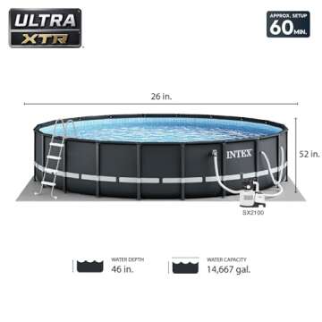 INTEX Above-Ground Swimming Pool Set, Ultra XTR 26ft x 52in with Sand Filter Pump