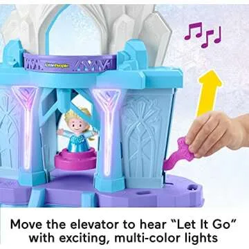 Fisher-Price Little People Toddler Toy Disney Frozen Elsa’s Enchanted Lights Palace Playset with Music Lights & Figures for Kids Ages 18+ Months