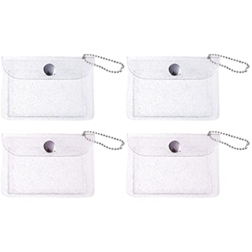 NUOBESTY 4 Pcs Transparent Card Holder Clear Organizer Bags Mini Notebook Small Wallet Keychain Tick...