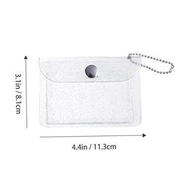 NUOBESTY 4 Pcs Transparent Card Holder Clear Organizer Bags Mini Notebook Small Wallet Keychain Ticket Key Chain Small Wallets for Girls Pocket Notepads Seelve Practical Cards Storage Bag