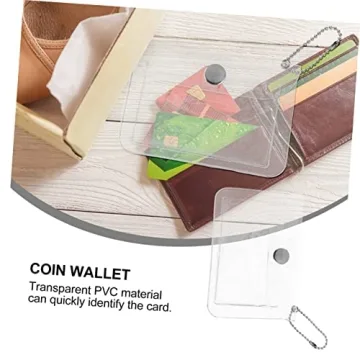 NUOBESTY 4 Pcs Transparent Card Holder Clear Organizer Bags Mini Notebook Small Wallet Keychain Ticket Key Chain Small Wallets for Girls Pocket Notepads Seelve Practical Cards Storage Bag
