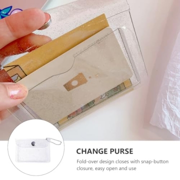NUOBESTY 4 Pcs Transparent Card Holder Clear Organizer Bags Mini Notebook Small Wallet Keychain Ticket Key Chain Small Wallets for Girls Pocket Notepads Seelve Practical Cards Storage Bag
