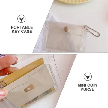 NUOBESTY 4 Pcs Transparent Card Holder Clear Organizer Bags Mini Notebook Small Wallet Keychain Ticket Key Chain Small Wallets for Girls Pocket Notepads Seelve Practical Cards Storage Bag