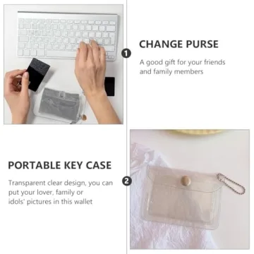 NUOBESTY 4 Pcs Transparent Card Holder Clear Organizer Bags Mini Notebook Small Wallet Keychain Ticket Key Chain Small Wallets for Girls Pocket Notepads Seelve Practical Cards Storage Bag