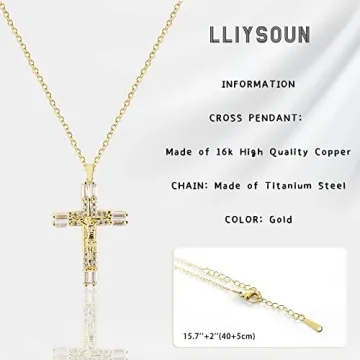 Elegant LLIYSOUN Gold Cross Necklace for Women Gifts