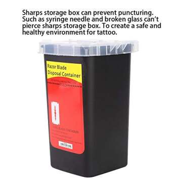 Sharps Container for Home Use 1 Quart,Delaman Biohazard Needle Disposal Container,Sharps Disposal Case Waste Blade Storage Box Tattoo Blade Syringe Needle Trash Container 1PC(Black).