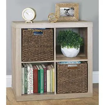 mDesign Seagrass Storage Baskets - Collapsible & Stylish