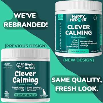 Happy Heroes Clever Calming Chews: Natural Dog Anxiety Relief & Relaxation, 120 Chews