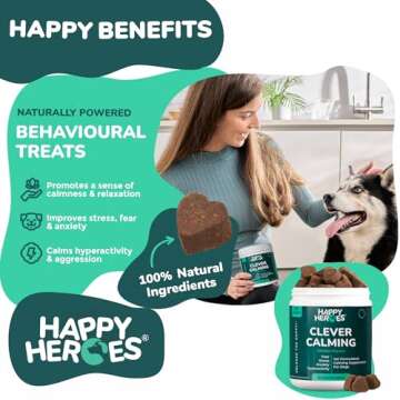 Happy Heroes Calming Chews for Dogs - Natural Anxiety Relief