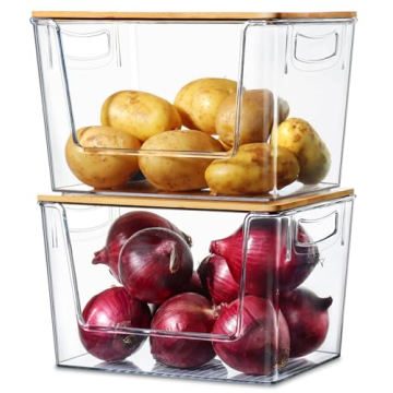 Stackable Kitchen Pantry Organizers with Bamboo Tops