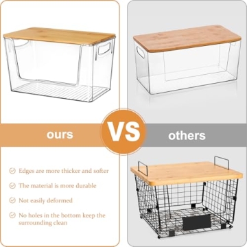 Stackable Kitchen Pantry Organizers with Bamboo Tops