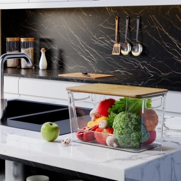 Stackable Kitchen Pantry Organizers with Bamboo Tops