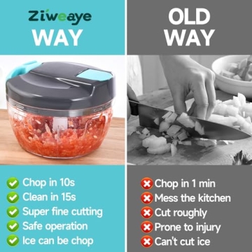 Ziweaye Manual Food Processor - Compact Hand Pulled Chopper