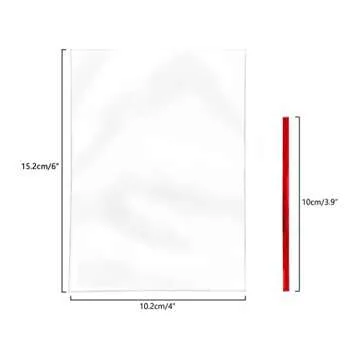 XLSFPY 100PCS Cellophane Bags Clear Plastic Cello Bags 4x6 with 4" Twist Ties 5 Mix Colors - 1.4 mil...