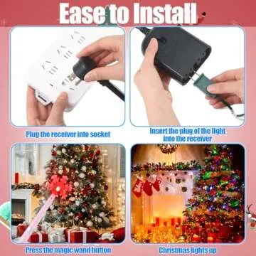 Relaxweex Christmas Pink Magic Light Wand Wireless Remote Control Outlet for Christmas Tree Lights Controller Decorative Xmas Outdoor Indoor Turn on and Off Magic Wand Switch Kit Fairy Gifts