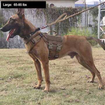 ICEFANG GN3 Tactical Dog Harness with 6X Buckle,Dog Molle Vest with Handle,3/4 Body Coverage,Hook and Loop Panel for ID Patch,No Pulling Front Clip (L (28"-35" Girth), Coyote Brown)