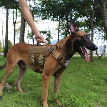 ICEFANG GN3 Tactical Dog Harness with 6X Buckle,Dog Molle Vest with Handle,3/4 Body Coverage,Hook and Loop Panel for ID Patch,No Pulling Front Clip (L (28"-35" Girth), Coyote Brown)