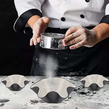 Non-Stick Fluted Tortilla Shell Maker Extra Thick Steel Taco Salad Bowl Pans, Non-Stick Carbon Steel, Set of 4 Tostada Bakers