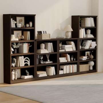 Blini 5-Shelf Tall Bookcase - Elegant Wooden Storage Solution