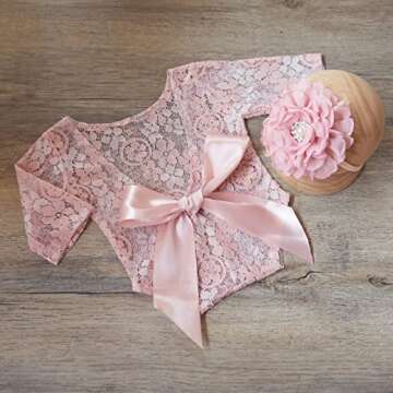 Zeroest Baby Photography Props Newborn Girl Lace Outfit Set with Headband