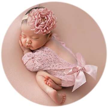 Lace Newborn Girl Photo Shoot Outfit Set with Hairband