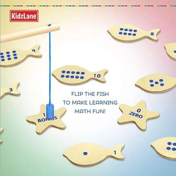 Kidzlane Magnetic Fishing Game for Kids and Toddlers | Easy Play Wooden Fishing Toy for Toddlers & Kids | Montessori Toy Gift for Toddlers & Kids Ages 3 Years Old
