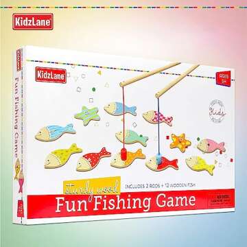 Kidzlane Magnetic Fishing Game for Kids and Toddlers | Easy Play Wooden Fishing Toy for Toddlers & Kids | Montessori Toy Gift for Toddlers & Kids Ages 3 Years Old