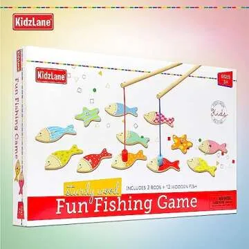 Kidzlane Magnetic Fishing Game for Kids and Toddlers | Easy Play Wooden Fishing Toy for Toddlers & Kids | Montessori Toy Gift for Toddlers & Kids Ages 3 Years Old