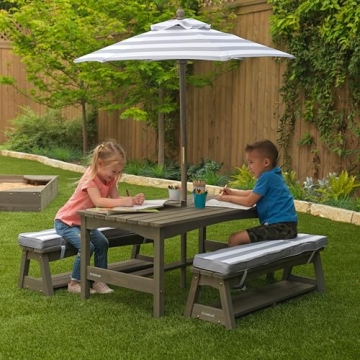 KidKraft Outdoor Wooden Table & Bench Set for Kids