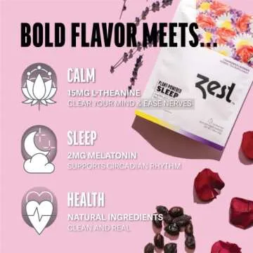 Zest Melatonin 2mg Herbal Sleep Tea - 15 Tea Bags - Chamomile Lavender Extra Strength Calming & Relaxing Bedtime Night Blend with L-Theanine