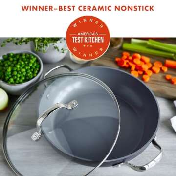 GreenPan Valencia Pro Hard Anodized Healthy Ceramic Nonstick 11" Everyday Frying Pan Skillet with 2 ...