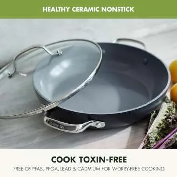 GreenPan Valencia Pro Hard Anodized Healthy Ceramic Nonstick 11" Everyday Frying Pan Skillet with 2 Handles and Lid, PFAS-Free, Induction, Dishwasher Safe, Oven Safe, Gray