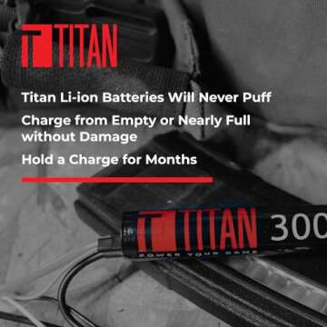 Titan Lithium-Ion Airsoft Battery | 11.1v Battery, 3000mAh 11.1v Stick Tamiya Plug | Maximum Capacity & Performance 11.1 Volt Airsoft Gun Battery