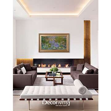 DECORARTS - Water Lilies Claude Monet Giclee Fine Art Print in Embossed Gold Frame. Framed Size: 36x...