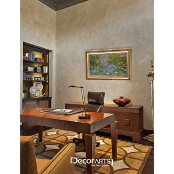 DECORARTS - Water Lilies Claude Monet Giclee Fine Art Print in Embossed Gold Frame. Framed Size: 36x22