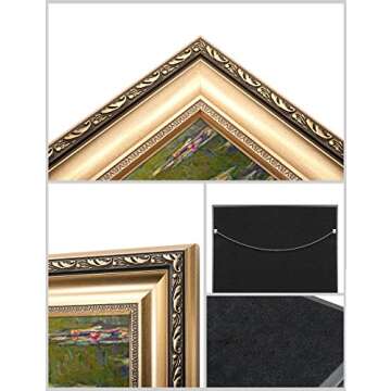 DECORARTS - Water Lilies Claude Monet Giclee Fine Art Print in Embossed Gold Frame. Framed Size: 36x22