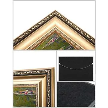 DECORARTS - Water Lilies Claude Monet Giclee Fine Art Print in Embossed Gold Frame. Framed Size: 36x22