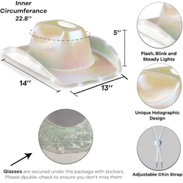 Light Up Cowboy Hat and Glasses Set for Costumes