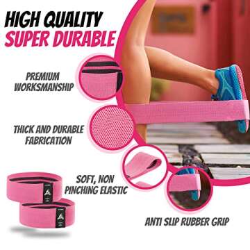 Upgraded Fabric Resistance Bands Women | Non-Slip Fitness Bands for Women | Premium Carry Bag + 1-3 Level Exercise Booty Bands Set for Legs and Butt