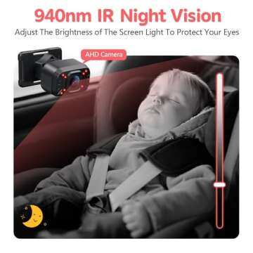 Itomoro Baby Car Camera, Dual Channel 5 inch Display with 2 IR Night Vision Camera, Easily Install Baby Car Mirror 1080P Clear Car Baby Camera for Rear Facing Seat Backseat ACZ403