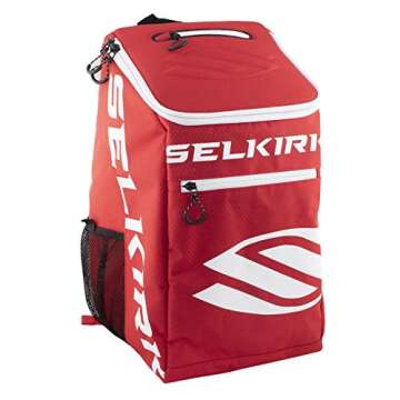 Selkirk 2021 Team Backpack | Medium Pickleball Bag For Men & Women | Made using +V9 Polyfiber material | Holds Pickleball Paddles, Tennis, Badminton Squash Racquets, Balls & Accessories |Red|