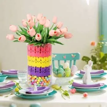 Lettry Easter Decorations: Tulips, Bunnies & Egg Set