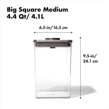 OXO Steel POP Container Big Medium Square 4.4 Qt