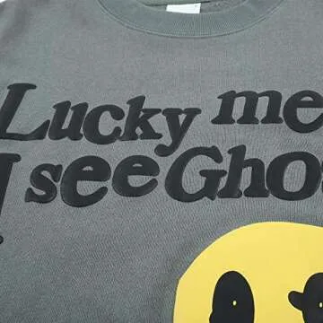 DONCARE Lucky Me I See Ghosts Hoodie Fashion Street Rapper Men's Sweatstort(Green/M)