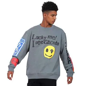 DONCARE Lucky Me I See Ghosts Hoodie Fashion Street Rapper Men's Sweatstort(Green/M)