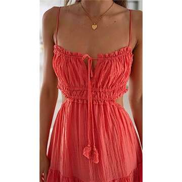 Women Summer Casual Maxi Dress Boho Cutout Style