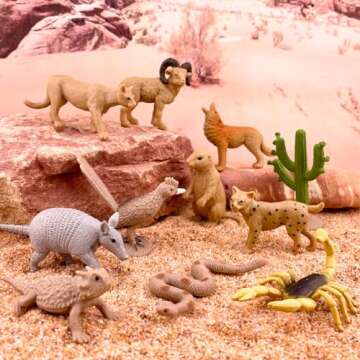 Safari Ltd. Desert TOOB - Figurines of Horned Lizard, Cactus, Road Runner, Scorpion, Rattlesnake, Co...