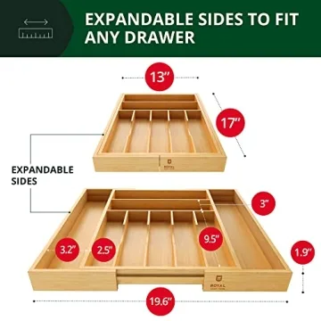 Luxury Bamboo Kitchen Drawer Organizer Adjustable Utensil Tray