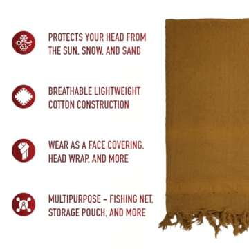 Rothco Solid Color Shemagh Tactical Desert Keffiyeh Scarf – Versatile Head and Neck Wrap – Great...